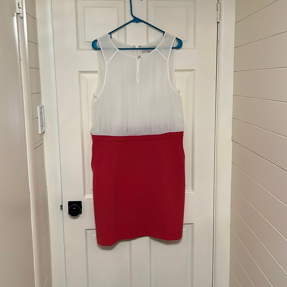 Loft pink and white dress size 14
